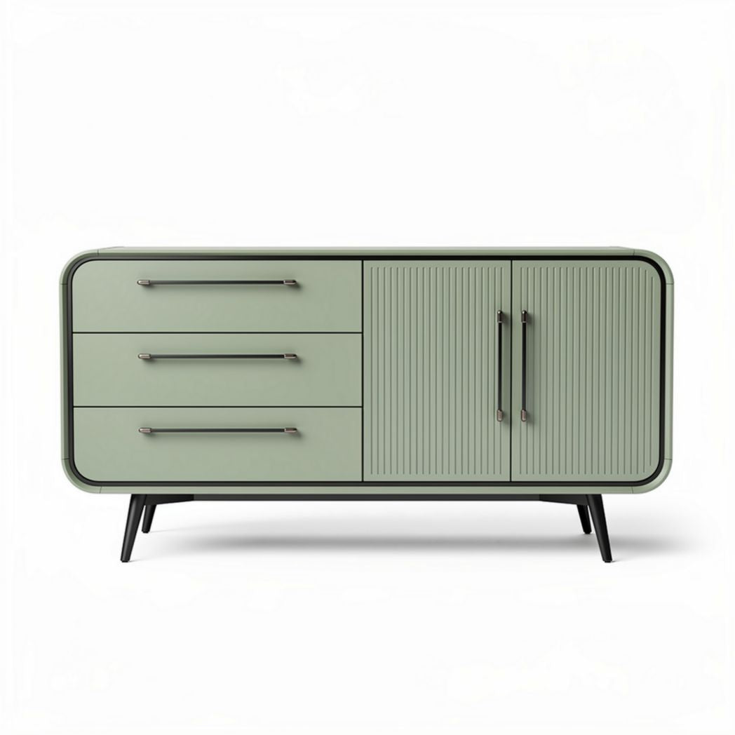 Dressoir met drie lades en dubbele deur in groen 120 x 40 x 75cm
