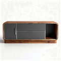 Houten tv-meubel met grijze lades en open vak 120 x 45 x 40cm