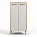Kast met twee deuren en houtlook poten afmetingen 90 x 40 x 30cm grijs