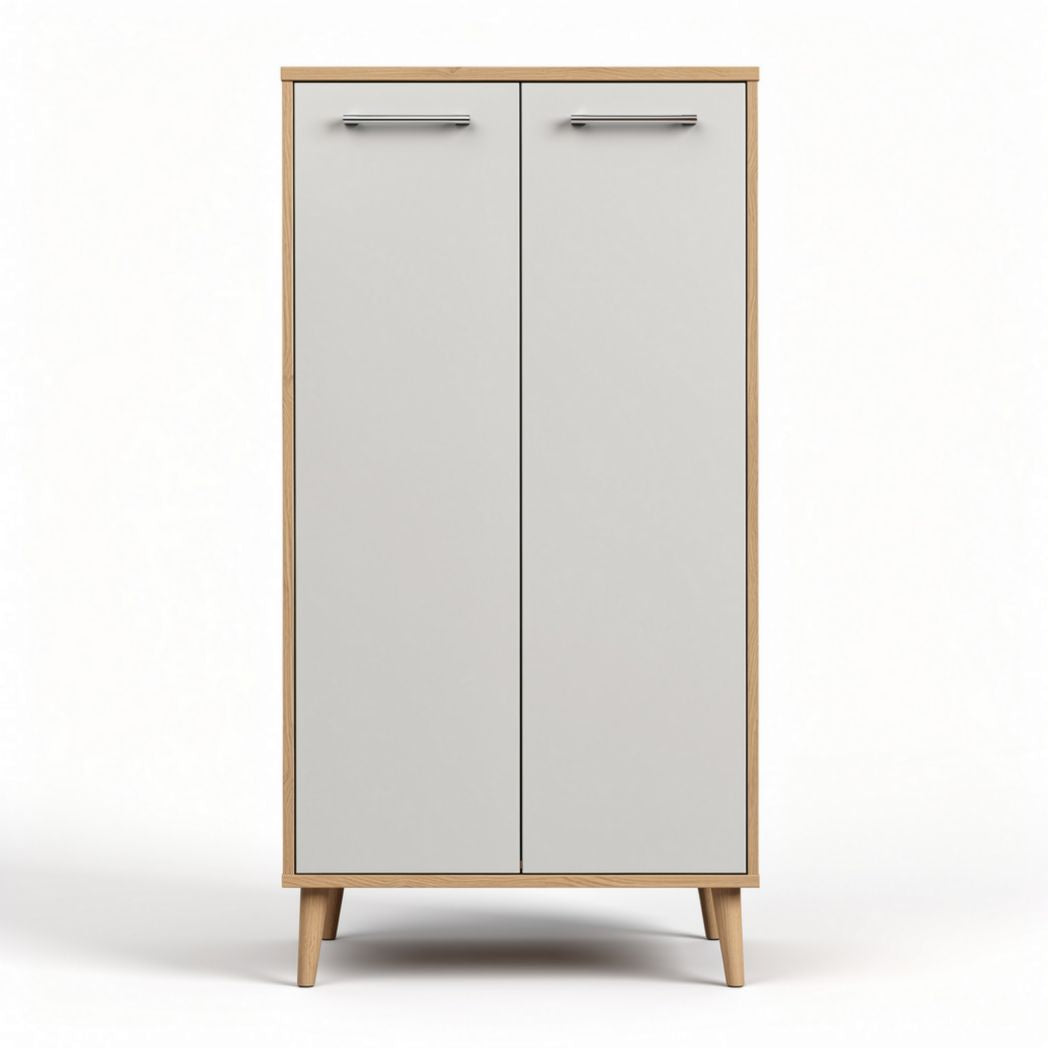 Kast met twee deuren en houtlook poten afmetingen 90 x 40 x 30cm grijs