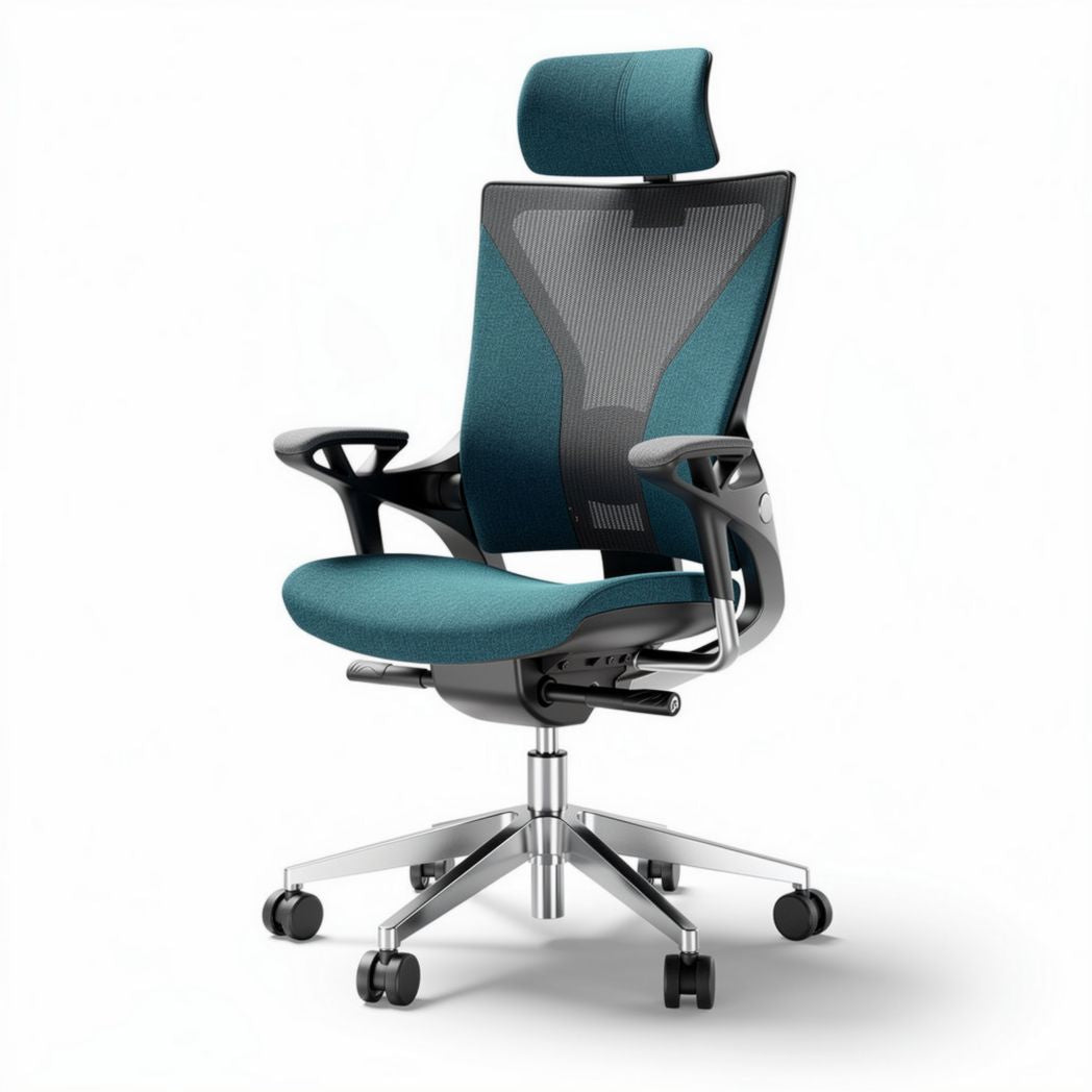 Bureaustoel met ademende rugleuning en verstelbare armsteunen turquoise 60 x 60 x 120cm