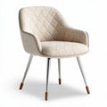 Gestoffeerde fauteuil met een diamantpatroon in beige en metalen poten 70 x 65 x 80cm