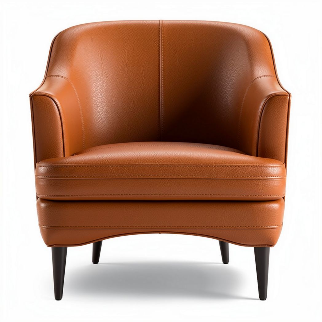 Leren fauteuil in bruin met afmetingen 78 x 76 x 77cm